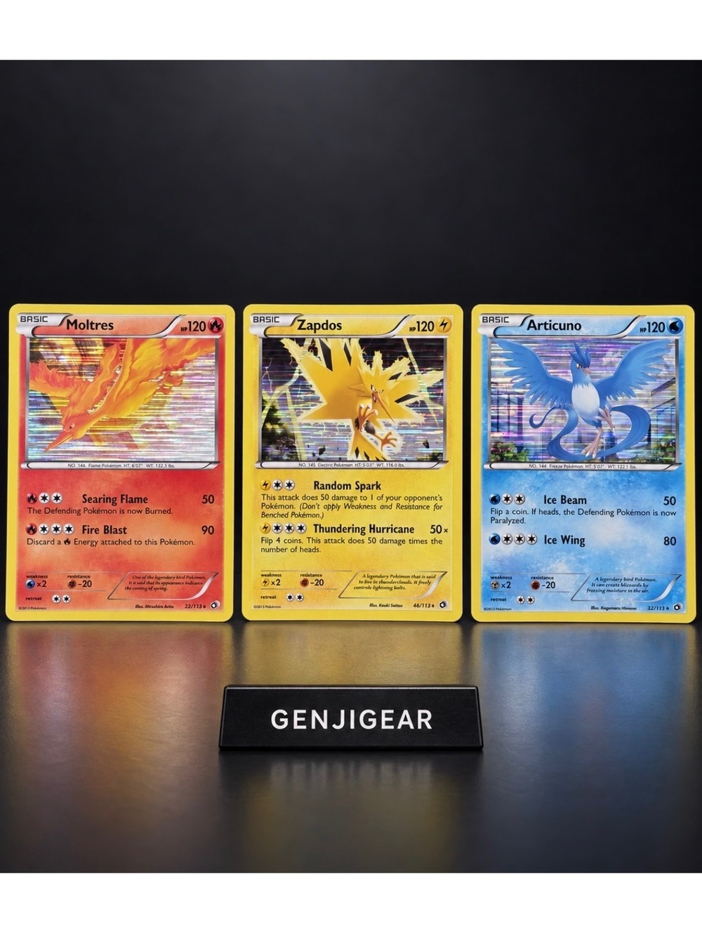 Set of 3 Legendary Pokemon Cards - Moltres, Zapdos, Articuno Holo Rare
